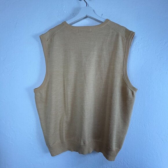 Joey Rodolfo Mens Merino Wool Knit V-Neck Sweater Vest XL Beige Pullover Casual - Picture 2 of 10